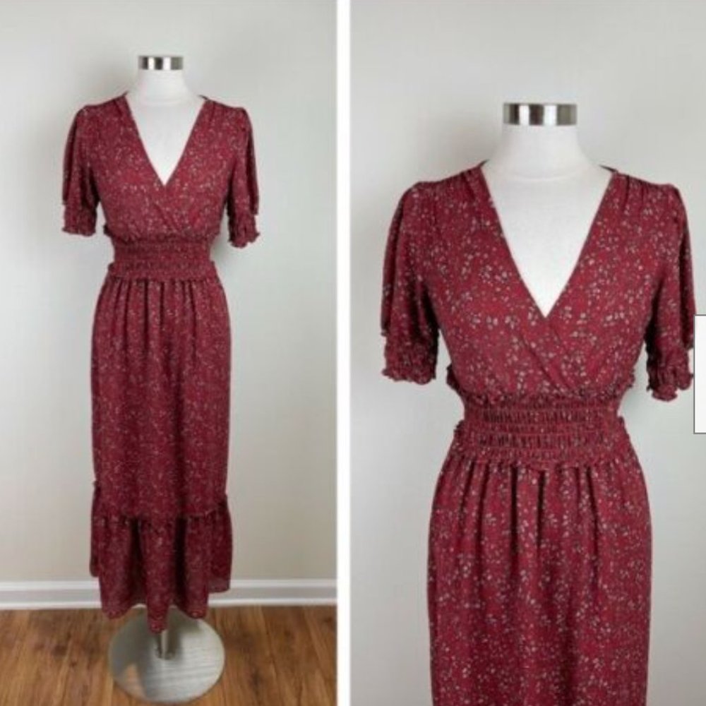 Max Studio Red Floral Boho Maxi Dress
